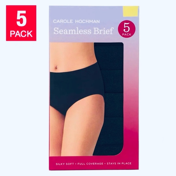 Midnight by Carole Hochman Black Seamless Briefs - 5 Pack XX-Large - Picture 5 of 5